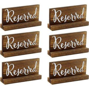 Wooden Reserved Signs for Tables (6-Pack, Brown); Rustic Real Table Signs